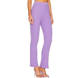 Ronny Kobo NEW Obelia Knit Ribbed Pant Flare Leg Lavender Purple Designer Small